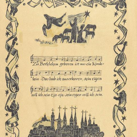 Linolschnitt des Bamberger Künstlers Alfred Heller (1924-2012), um 1960 AEB, Rep. 70 NL 100 Nr. 1243